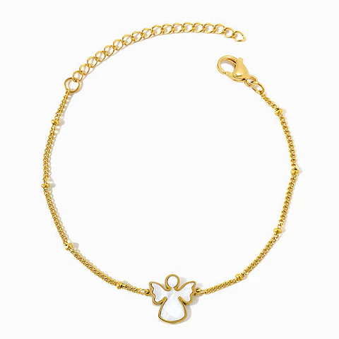 Bracelet avec ange gardien en acier inoxydable
