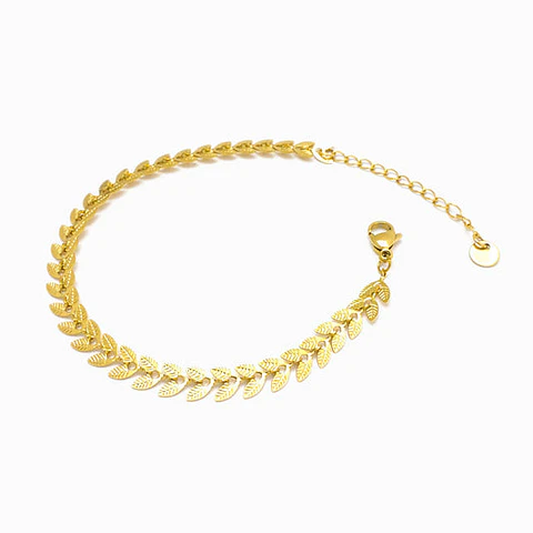 Bracelet motif feuille en acier inoxydable