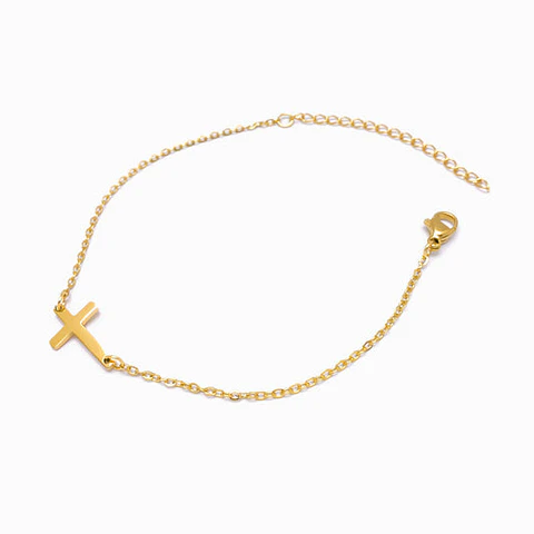 Bracelet motif croix en acier inoxydable