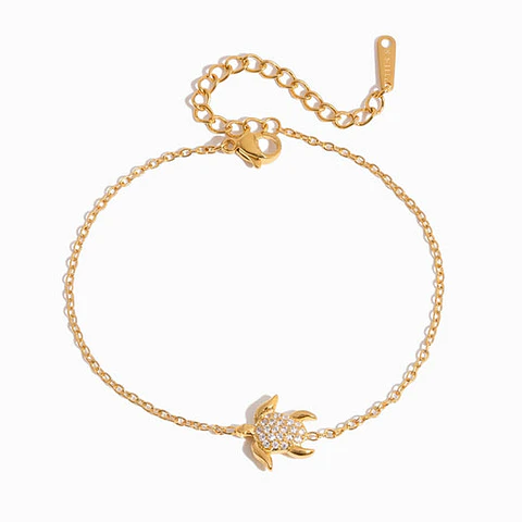 Bracelet tortue avec brillants en acier inoxydable
