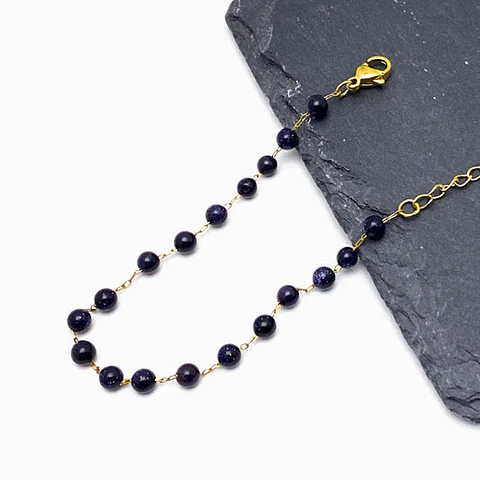 Bracelet pierre de lune (ou de l'étoile) en acier inoxydable