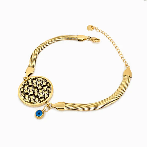 Bracelet motif fleur de la vie en acier inoxydable