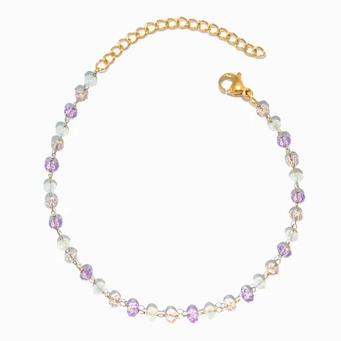 Bracelet de cheville con cristal en acier inoxydable