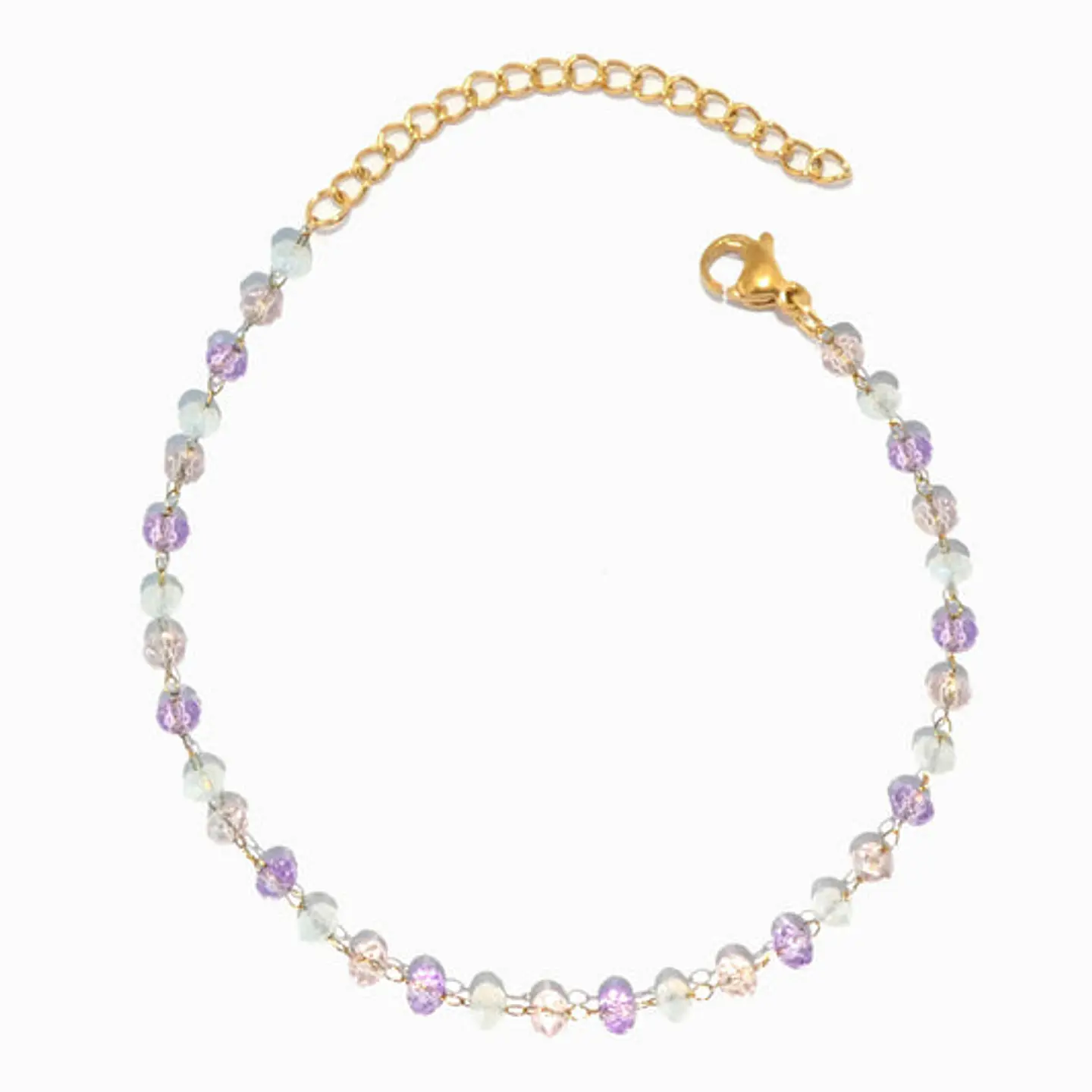 Bracelet de cheville con cristal en acier inoxydable 1