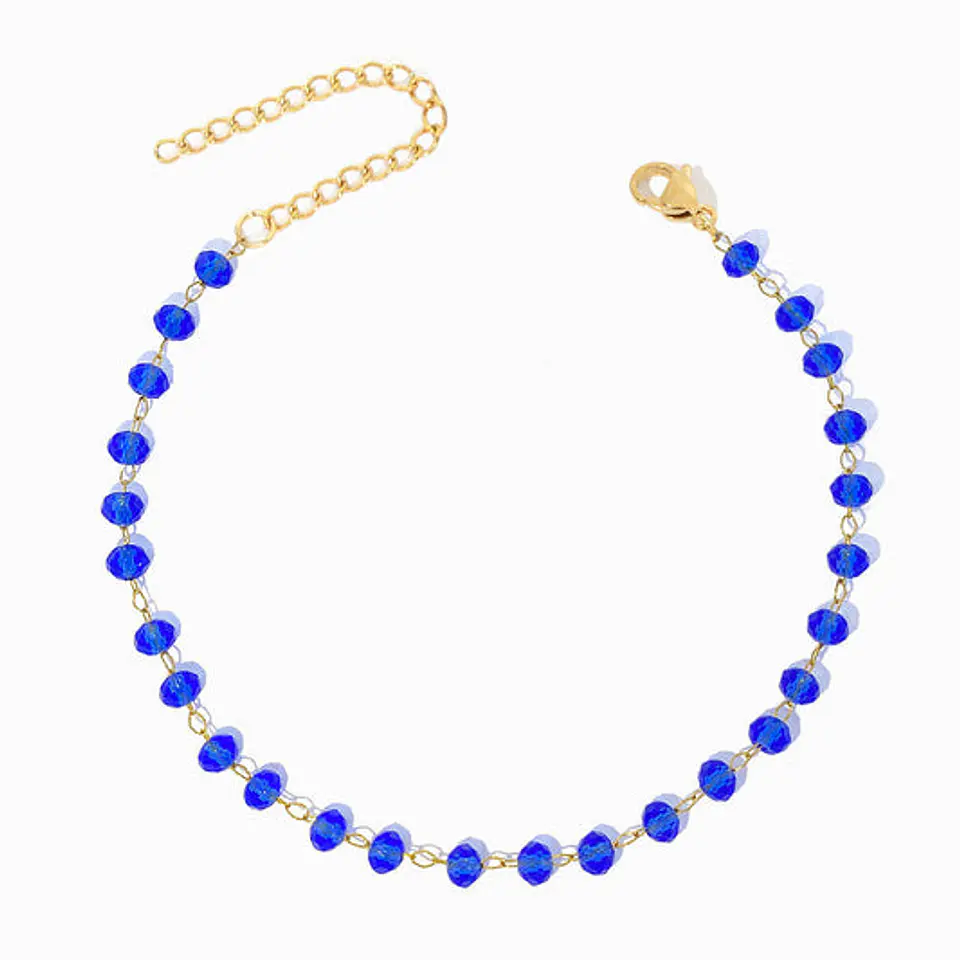 Bracelet de cheville con cristal bleu roi en acier inoxydable 1