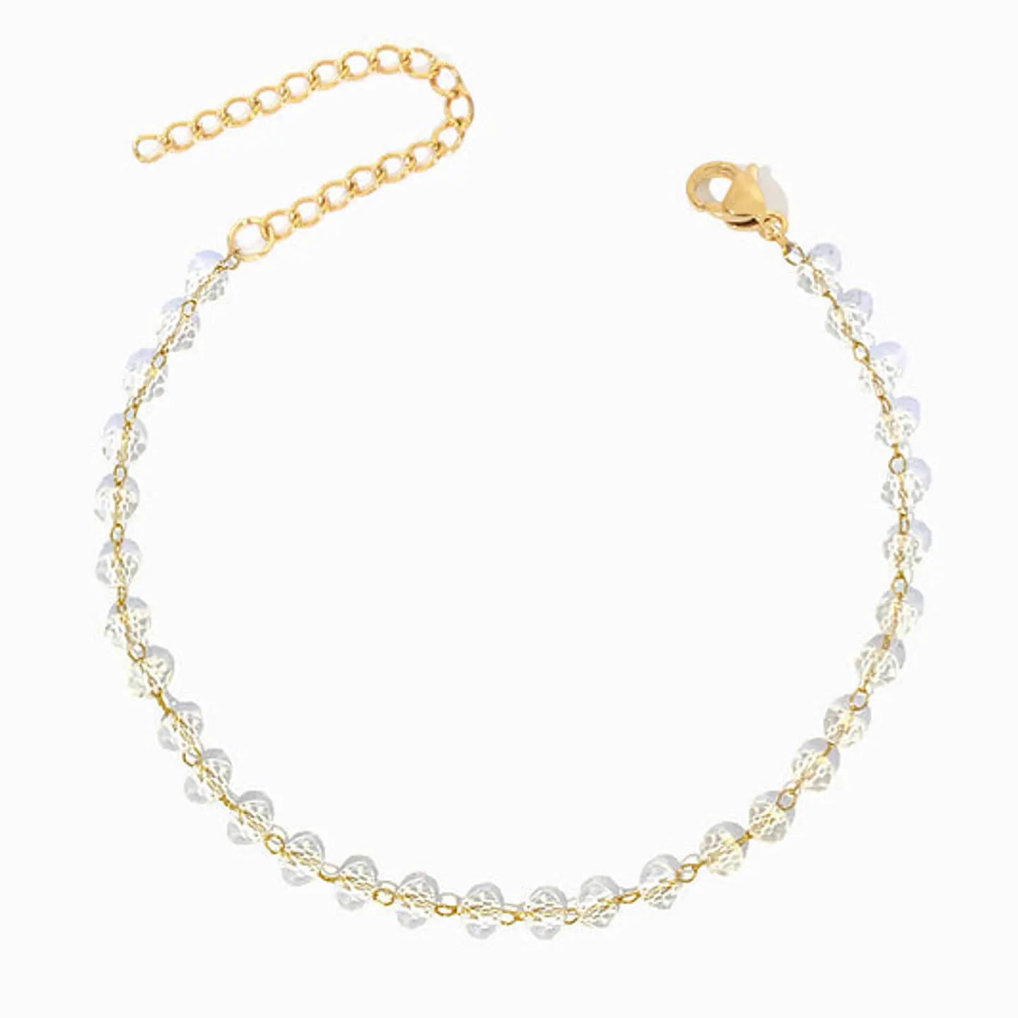 Bracelet de cheville avec cristal transparent en acier inoxydable 1