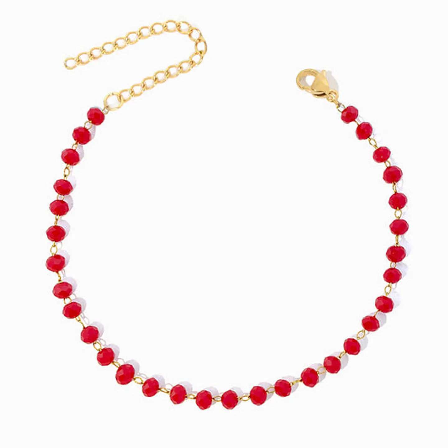 Bracelet de cheville avec cristal rouge en acier inoxydable 1
