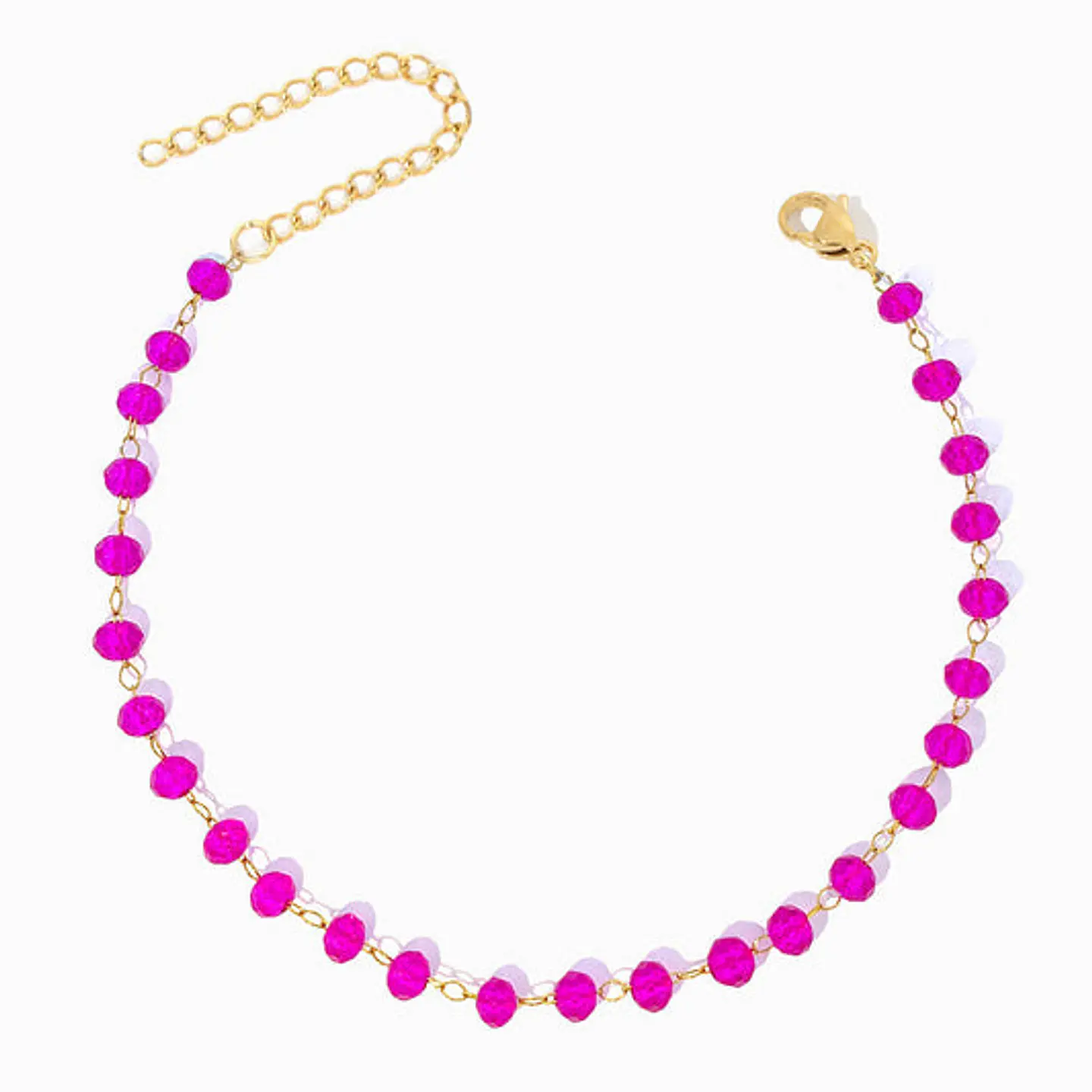 Bracelet de cheville avec cristal rose bonbon en acier inoxydable 1