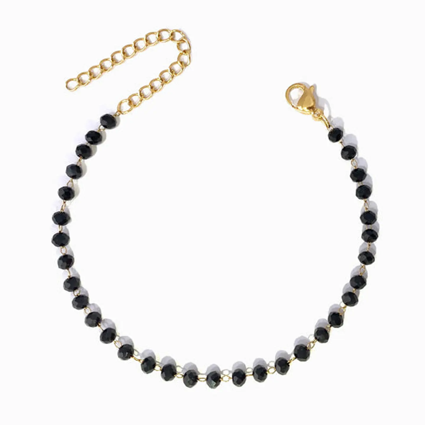 Bracelet de cheville avec cristal noir en acier inoxydable 1