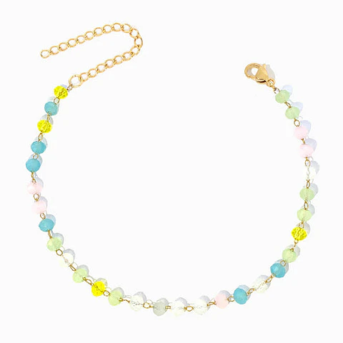 Bracelet de cheville avec cristal mix en acier inoxydable
