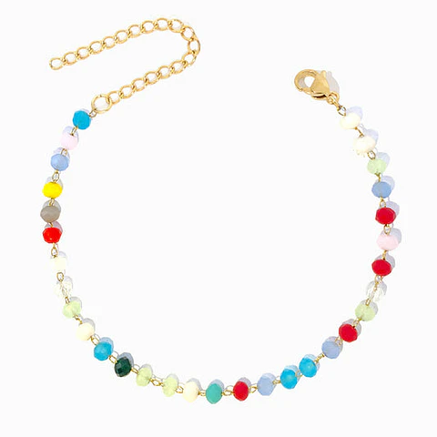 Bracelet de cheville avec cristal mix en acier inoxydable
