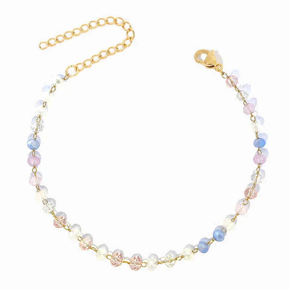 Bracelet de cheville avec cristal mix en acier inoxydable 1
