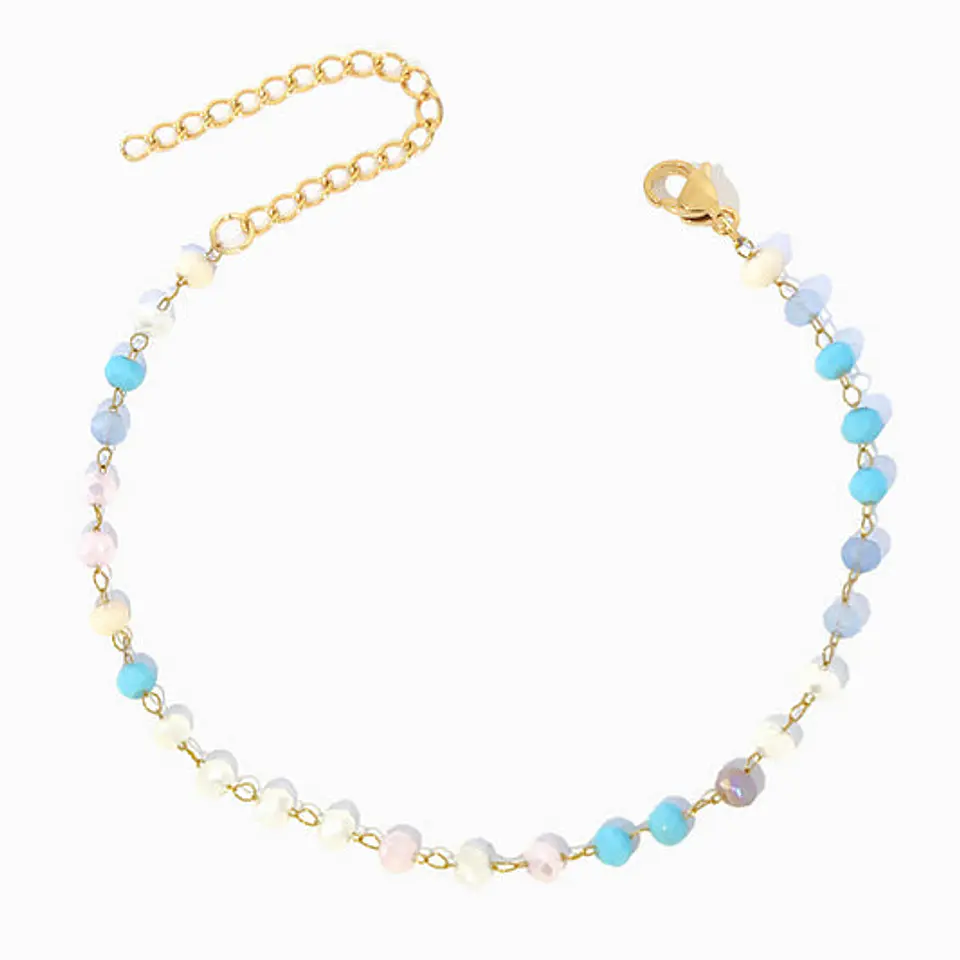 Bracelet de cheville avec cristal mix en acier inoxydable 1