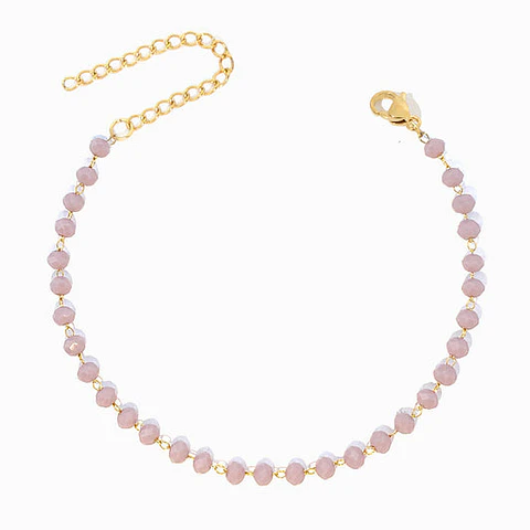 Bracelet de cheville avec cristal lavande en acier inoxydable