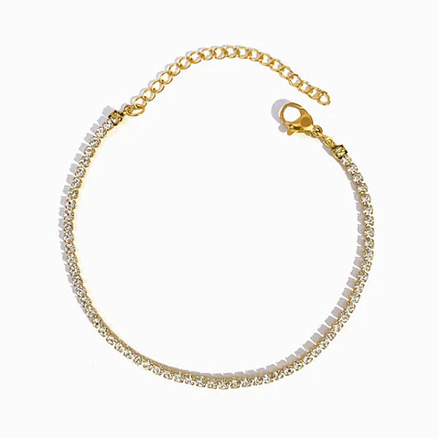 Bracelet de cheville avec brillants en acier inoxydable