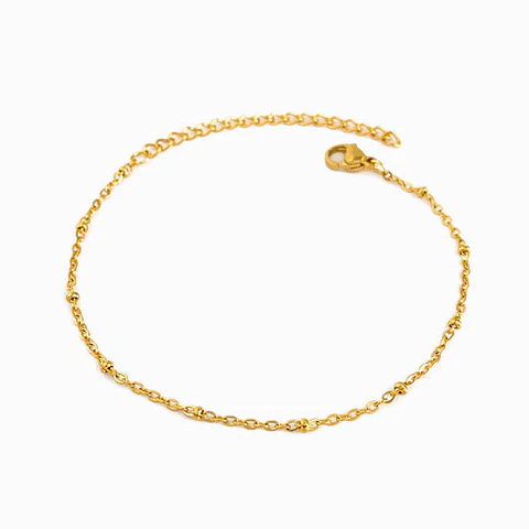 Bracelet de cheville avec billes en acier inoxydable