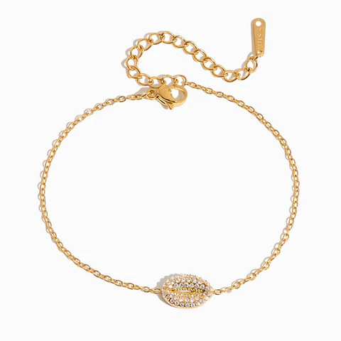 Bracelet coquillage avec brillants en acier inoxydable