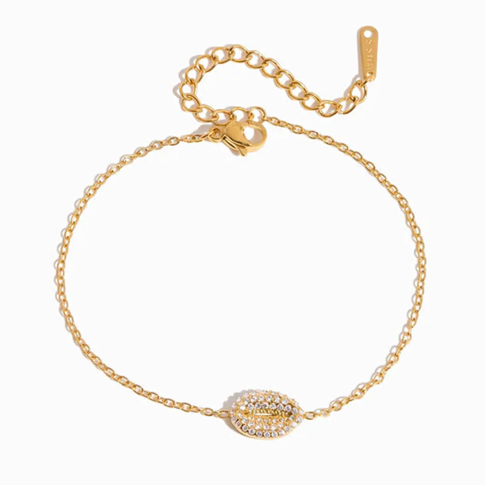 Bracelet coquillage avec brillants en acier inoxydable 1