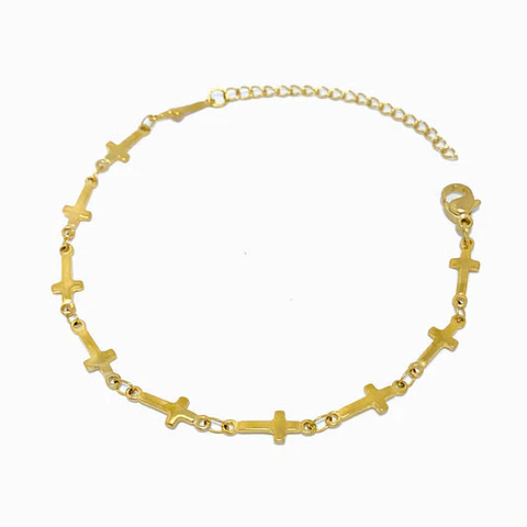 Bracelet con croix en acier inoxydable