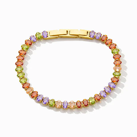 Bracelet avec zircones colorées en acier inoxydable
