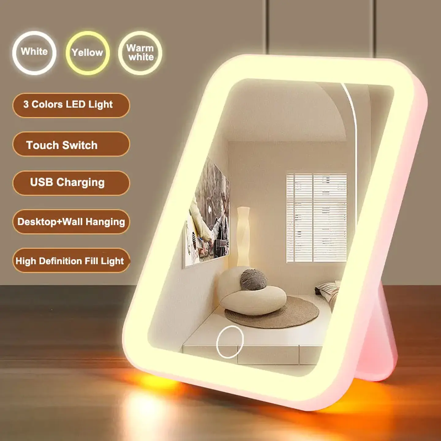 Miroir Maquillage LED Rechargeable avec Éclairage 1