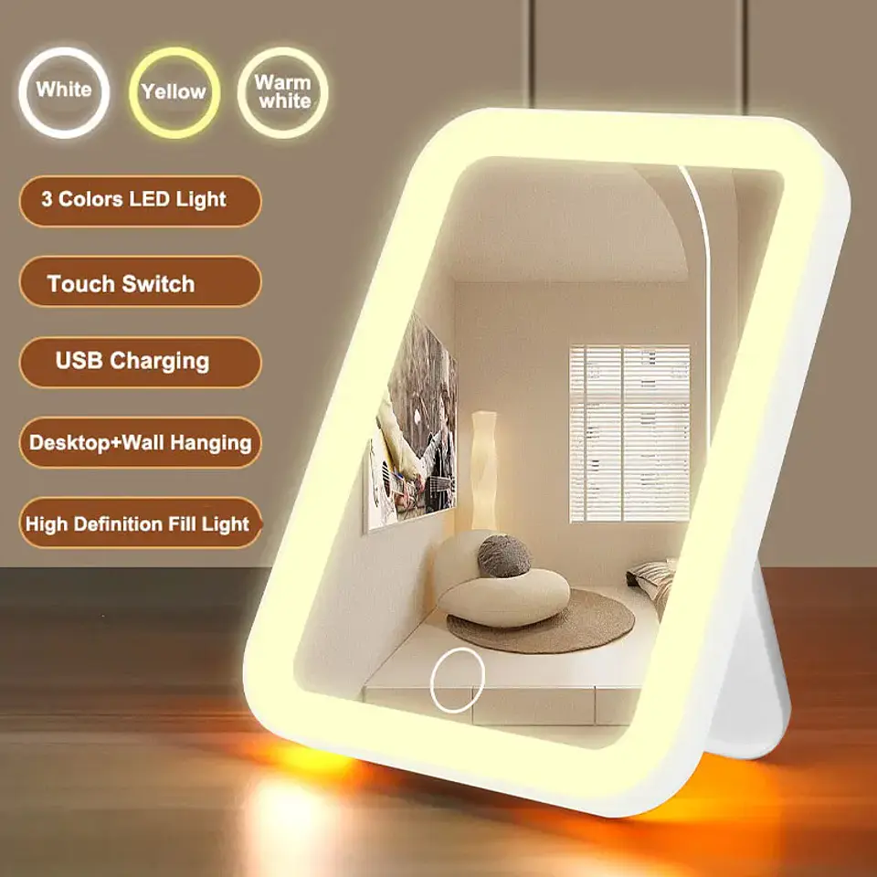 Miroir Maquillage LED Rechargeable avec Éclairage 2
