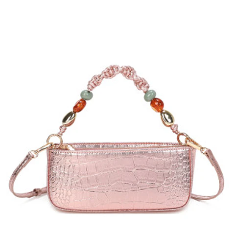 Sac bandoulière en paille avec détails dorés