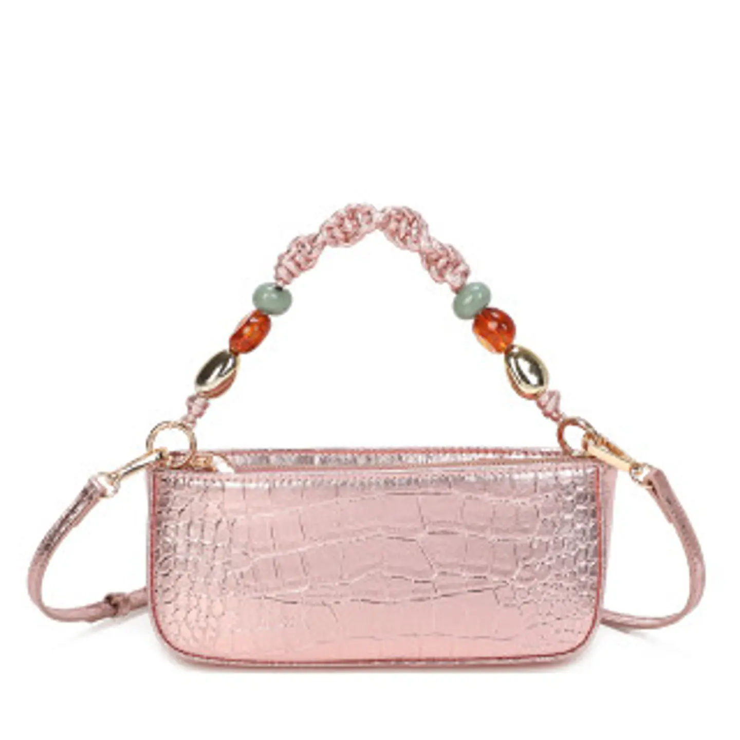 Sac bandoulière en paille avec détails dorés 1