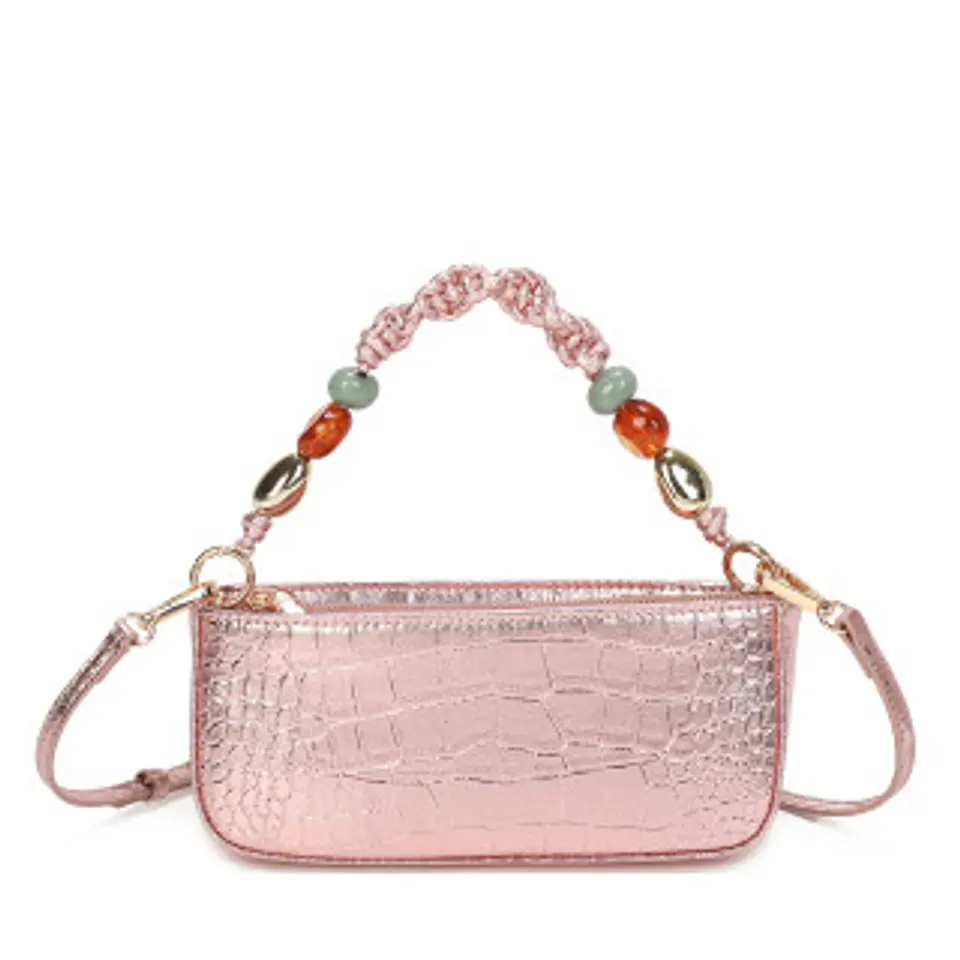 Sac bandoulière en paille avec détails dorés 1