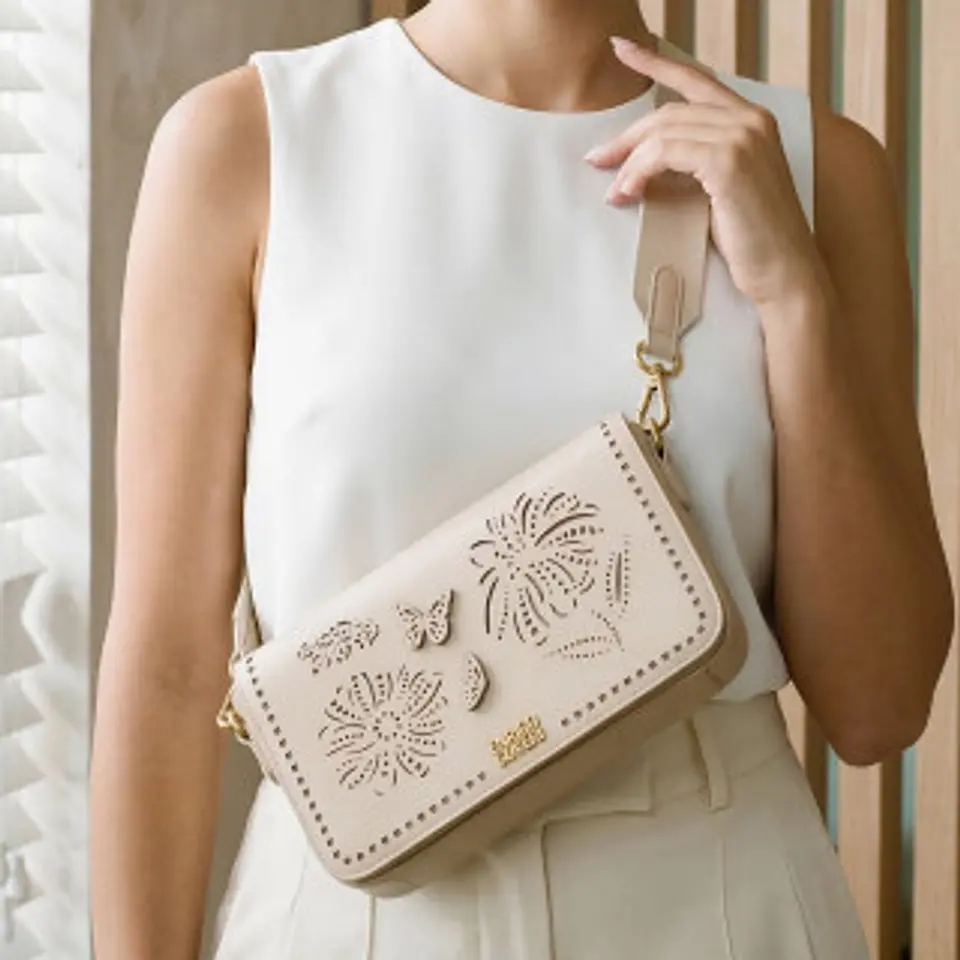 Sac bandoulière en paille doublure en coton 1