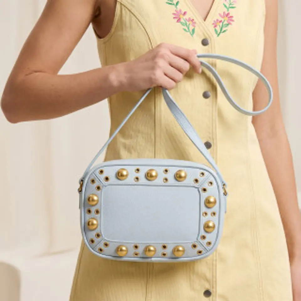 Sac bandoulière en cuir finitions dorées 1
