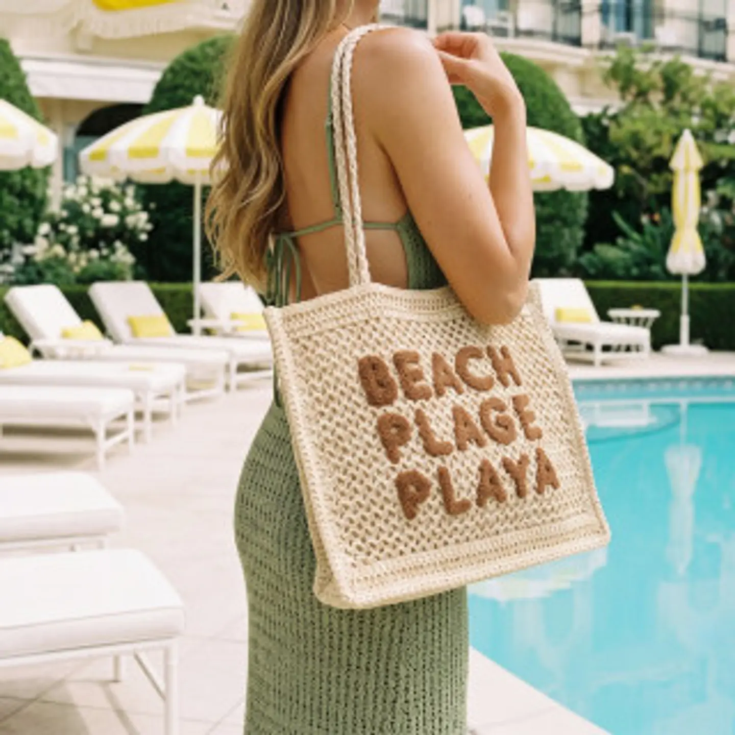 Sac de plage en rotin souple grande taille 1