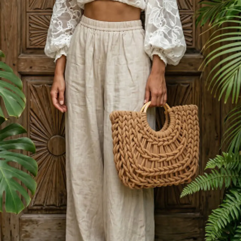 Panier en rotin traditionnel style vintage épuré 1