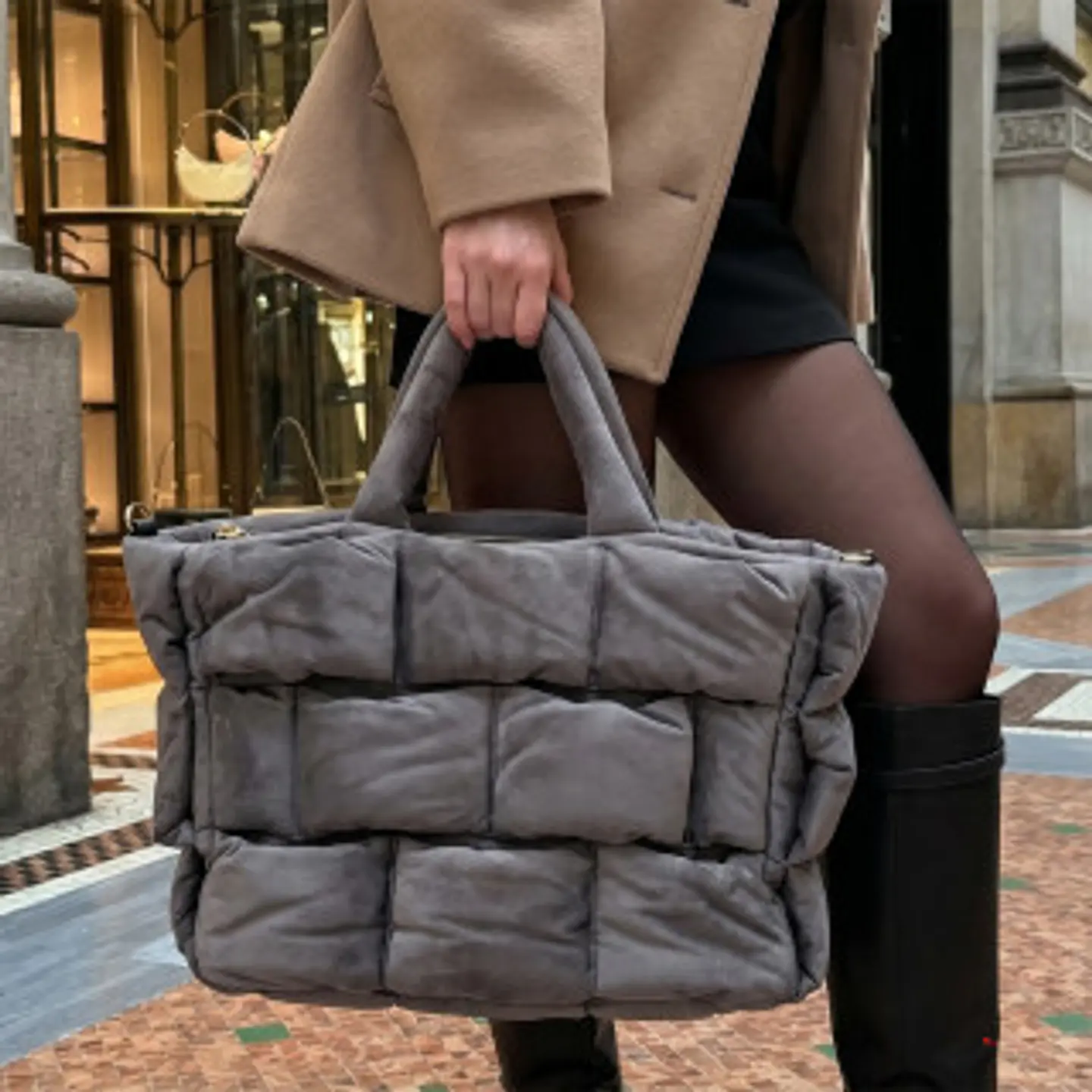 Sac fourre tout velours élégant style rétro urbain 1