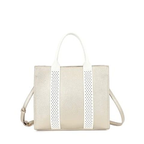 Sac cabas blanc à bandoulière contrastante