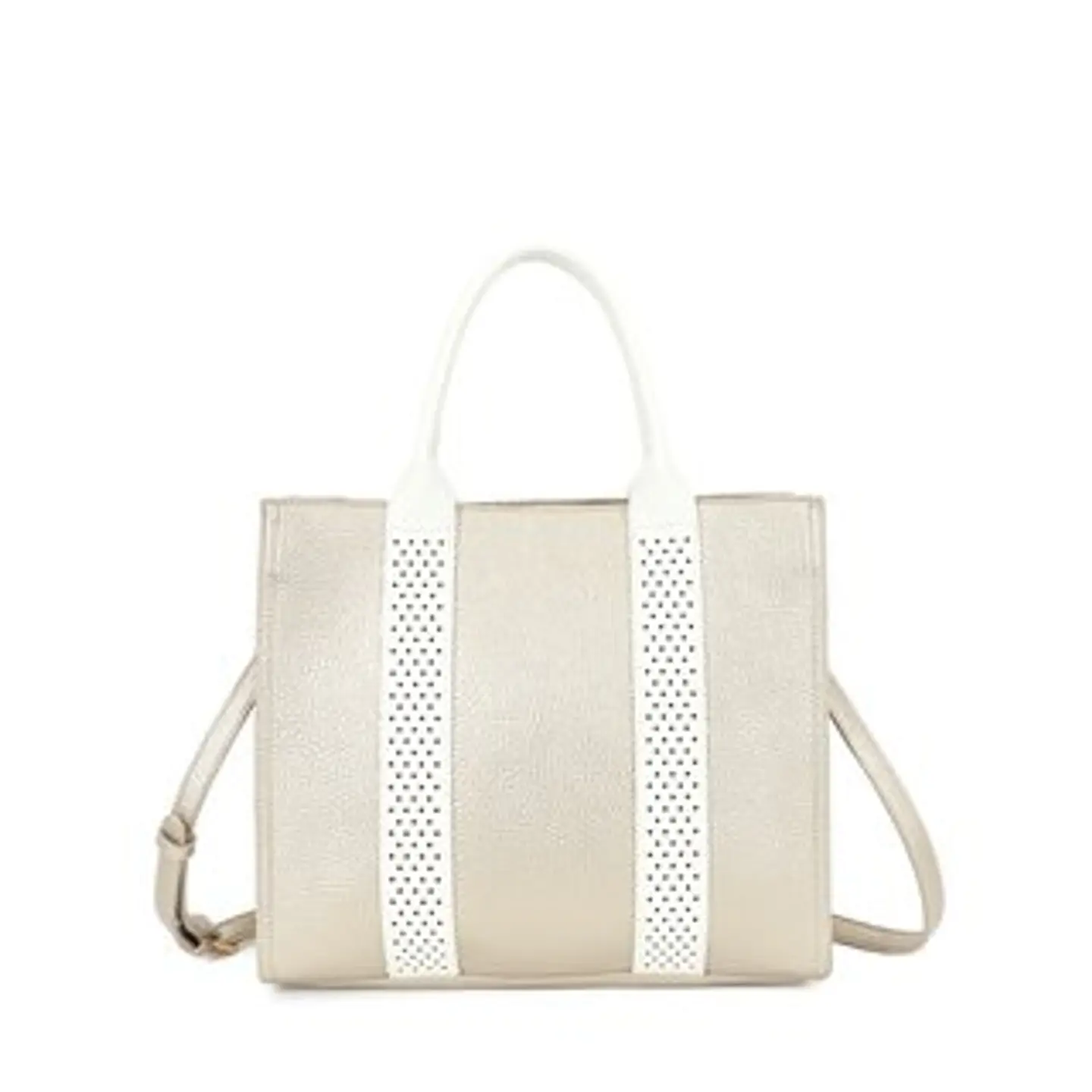 Sac cabas blanc à bandoulière contrastante 1