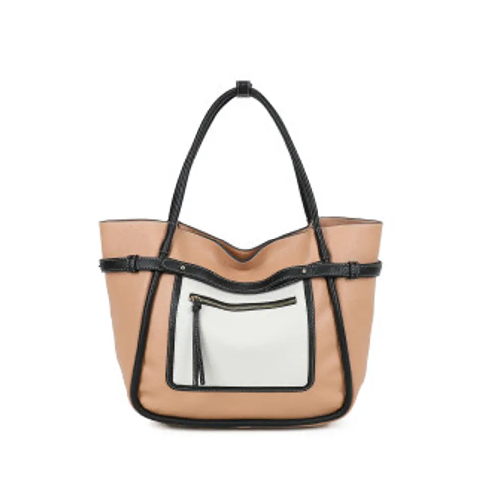 Sac cabas bicolore élégant contraste moderne 1
