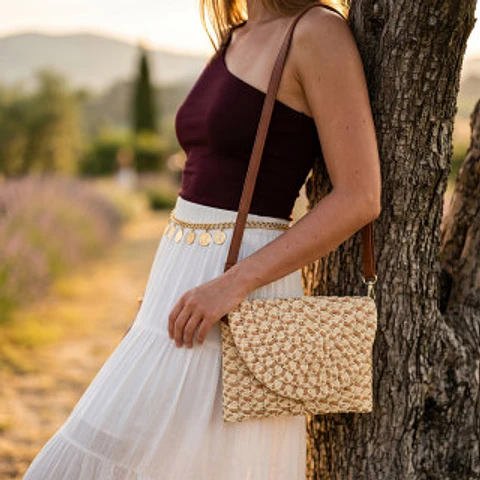 Sac besace urbain à rayures multicolores tissu souple léger