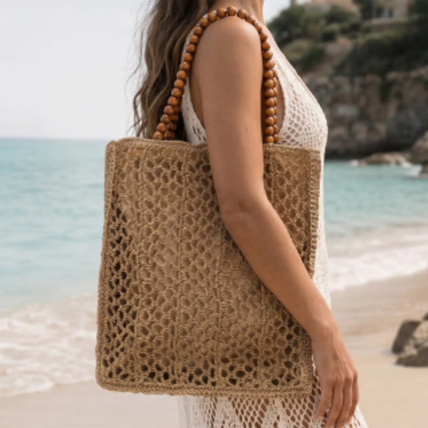 Sac sacoche paille véritable rabat géométrique tendance urbaine 1