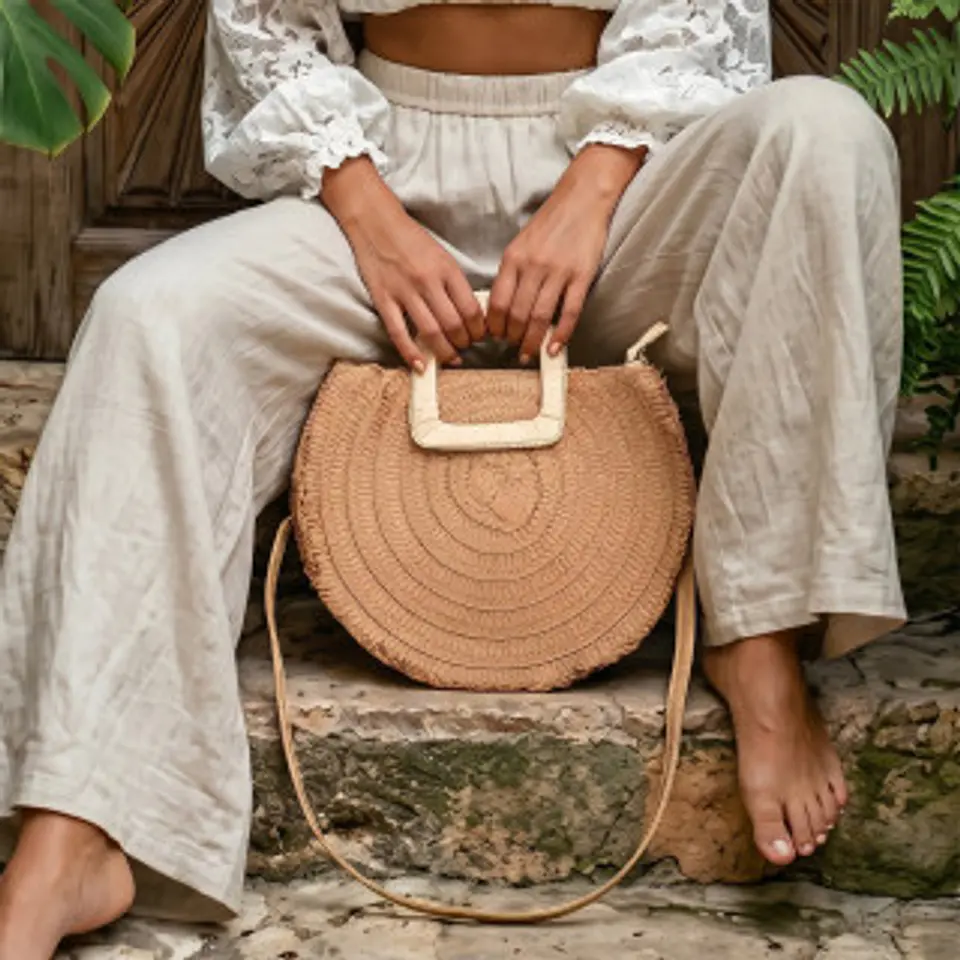 Sac bandoulière paille urbain matelassé sangle chaîne dorée maroquinerie luxe 1