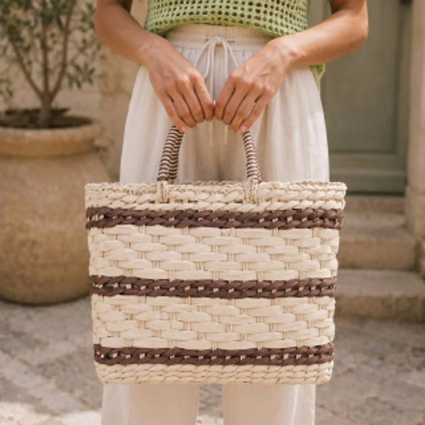 Sac bandoulière en paille à sequins brillants appliqués motifs scintillants 1