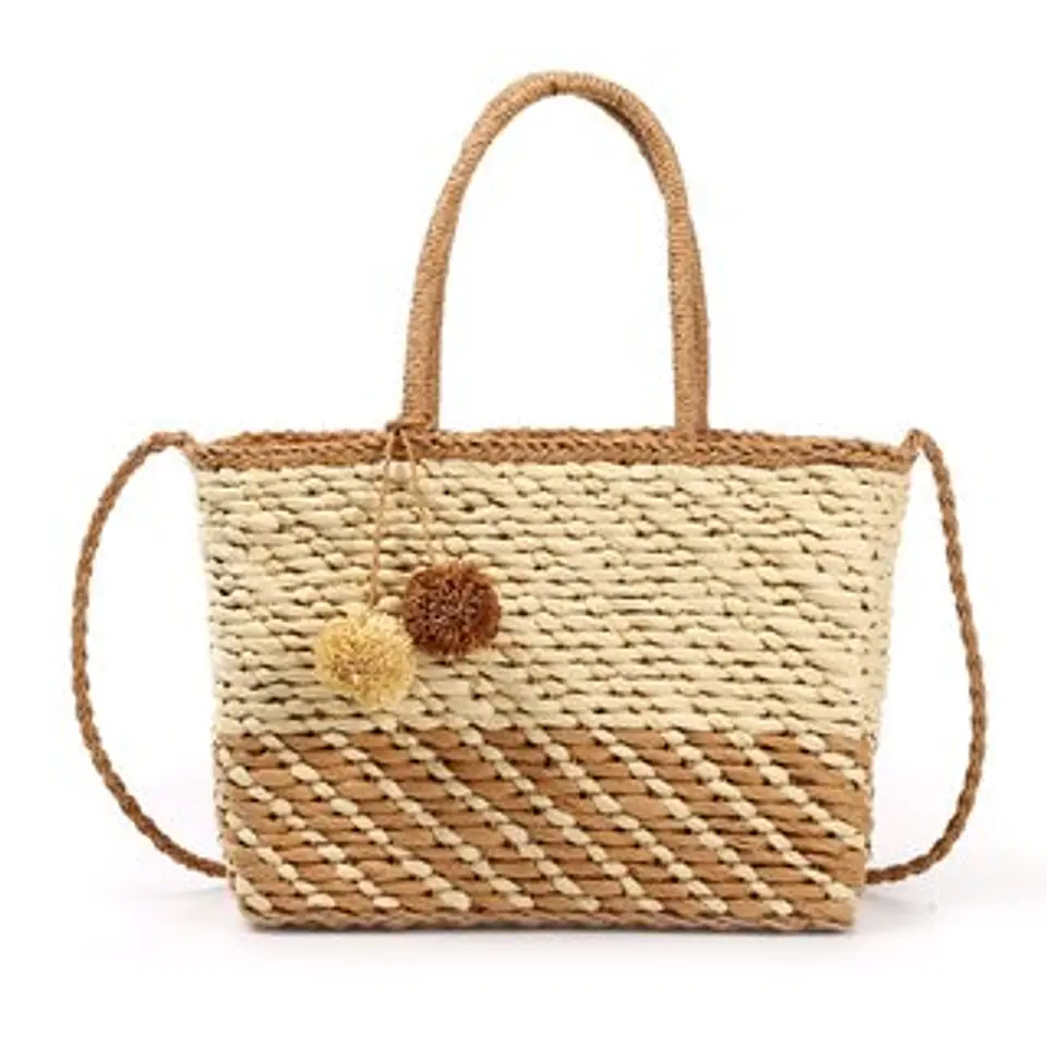 Panier en raphia fait main haute résistance style rétro classique 1