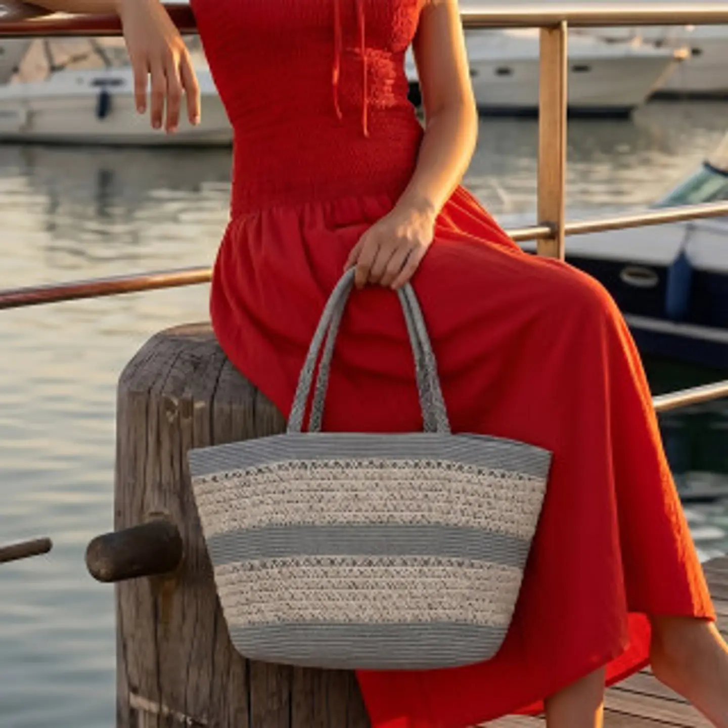Sac cabas en raphia avec anse épaule cuir pleine fleur ajustement parfait 1