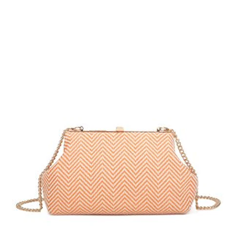 Pochette raphia ceinturée boucle métallique moderne urbaine de ville