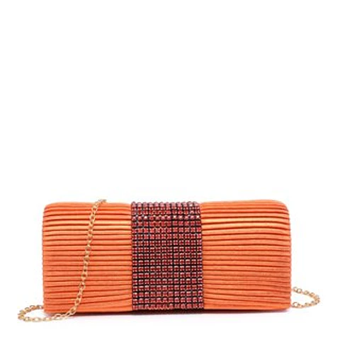 Pochette soirée tissu brillant sangle sangle chaîne dorée maroquinerie luxe