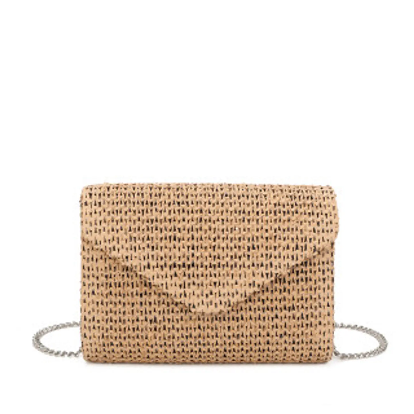 Pochette raphia femme dragonne poignet amovible tressage bohème 1