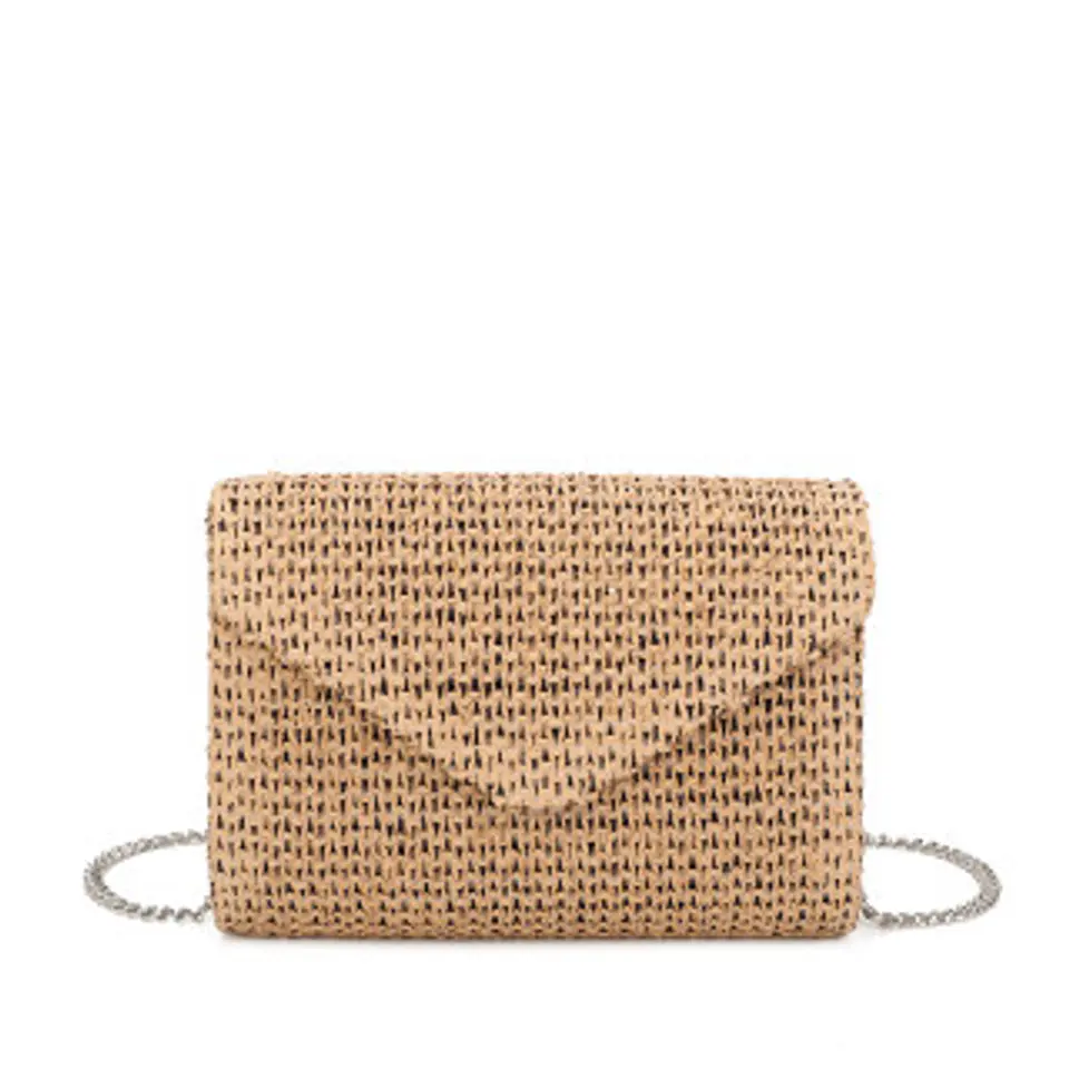 Pochette raphia femme dragonne poignet amovible tressage bohème 1