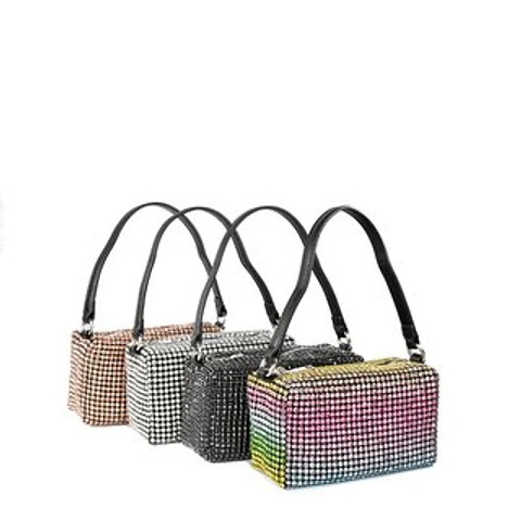 Sac banane rectangulaire noir pour soirée format pochette chic