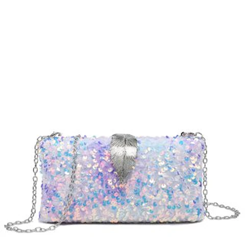 Sac banane à fermeture en forme de feuille et paillettes