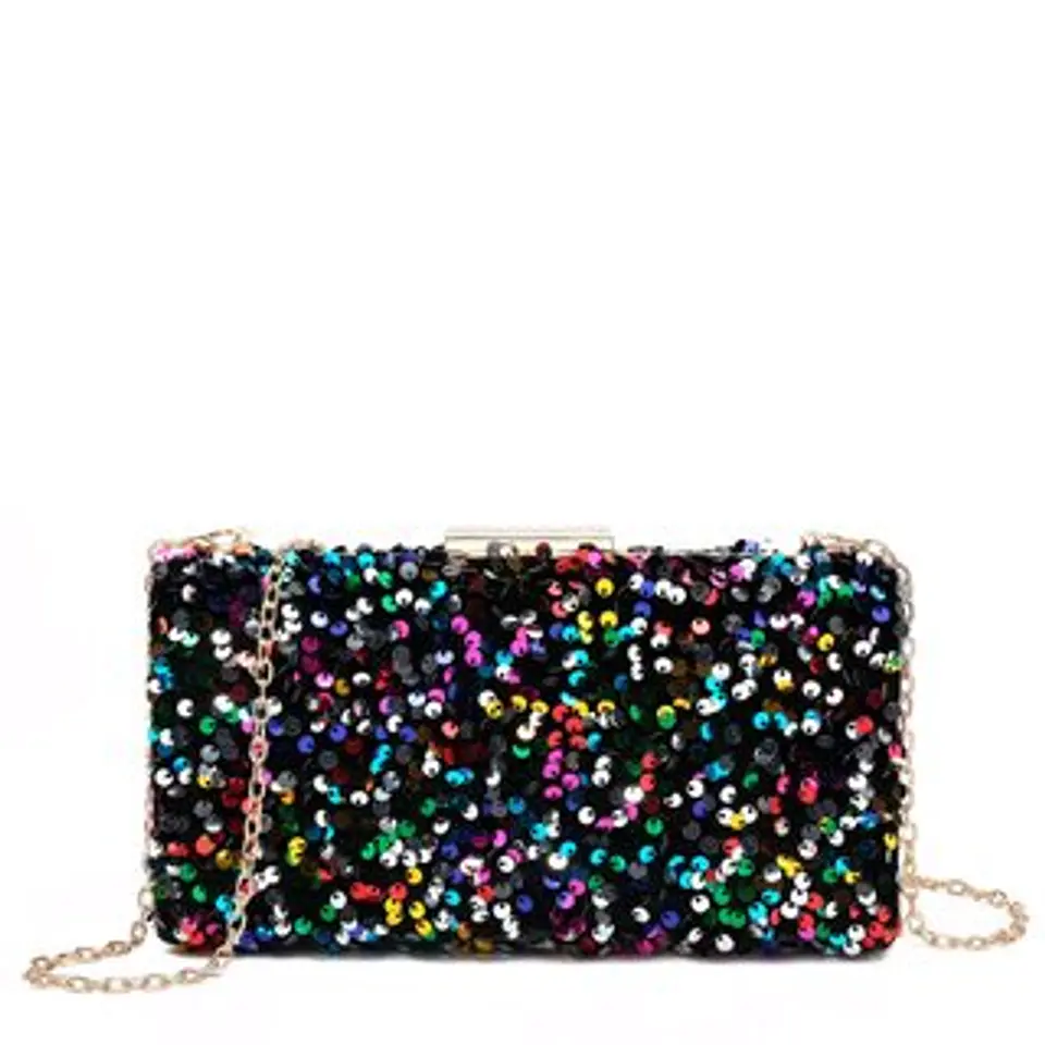 Pochette rectangulaire à paillettes volume plat compact nuit 1